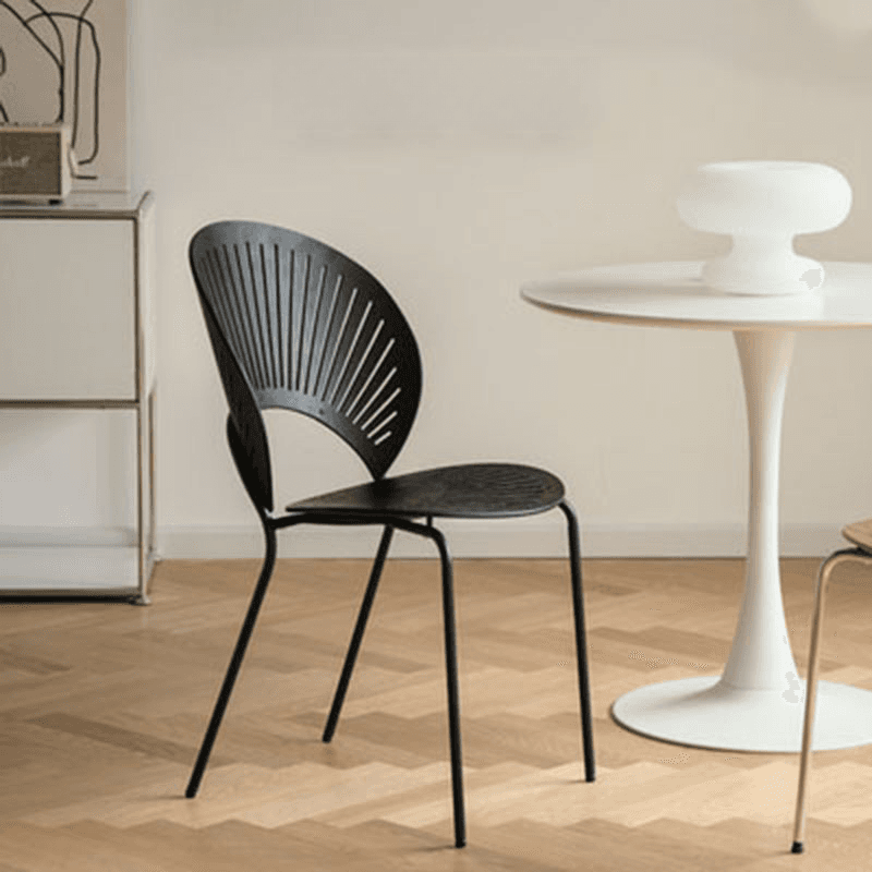 Dining Room Sturdy Side Chair with Outlined Frame and Foot Pads