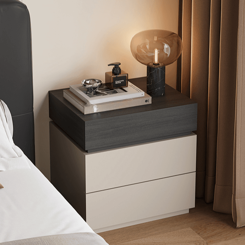 Organic Modern Nightstand With Drawer Organization with 3 Drawers and Real Wood Countertop - image 11