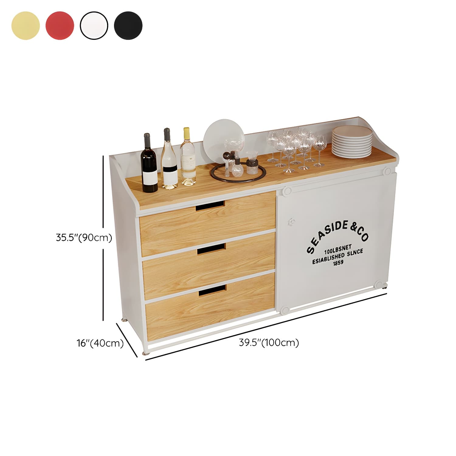 Industrial Metal Sideboard with Drawers, Cabinets, and Open Storage - 3 Drawers, 1 Interior Shelf - image 21