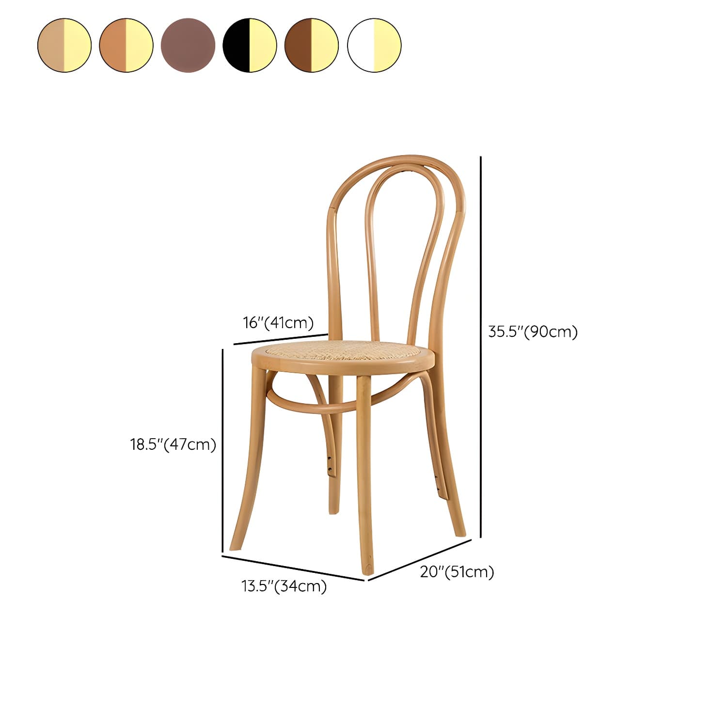 Modern Open Back Side Chair with Beech Wood Legs for Kitchen & Dining - Non-Upholstered - image 28