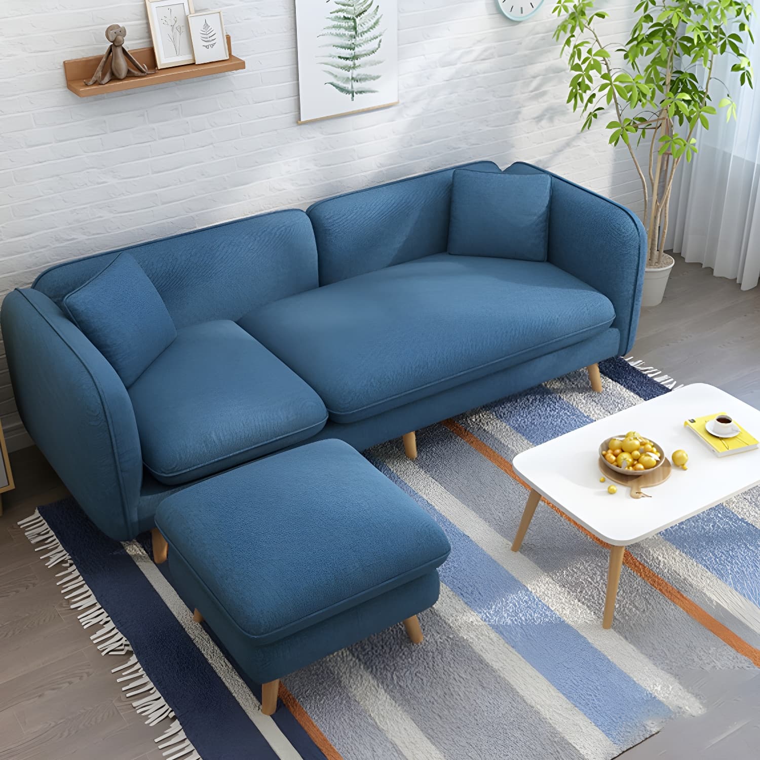 Modern Linen Tuxedo Arm Standard Sofa with Bolster Pillows for Living Room - image 16