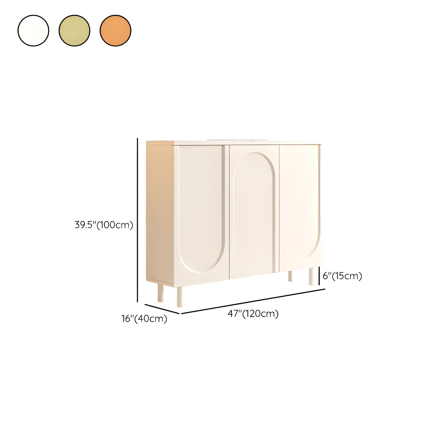 Scandinavian Wood Buffet Sideboard Cabinet with Stone Countertop Shelves Included - image 17
