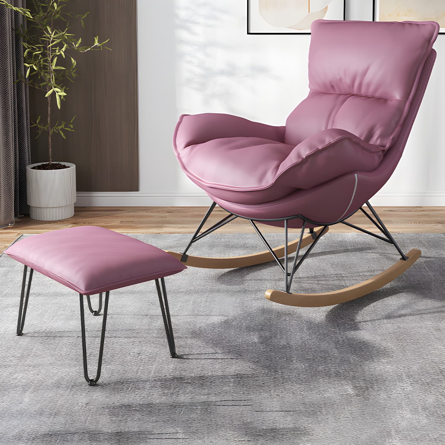 Modern Leisure Chaise Rocking Chair Lounge Upholstered Chaise for Living Room - image 5