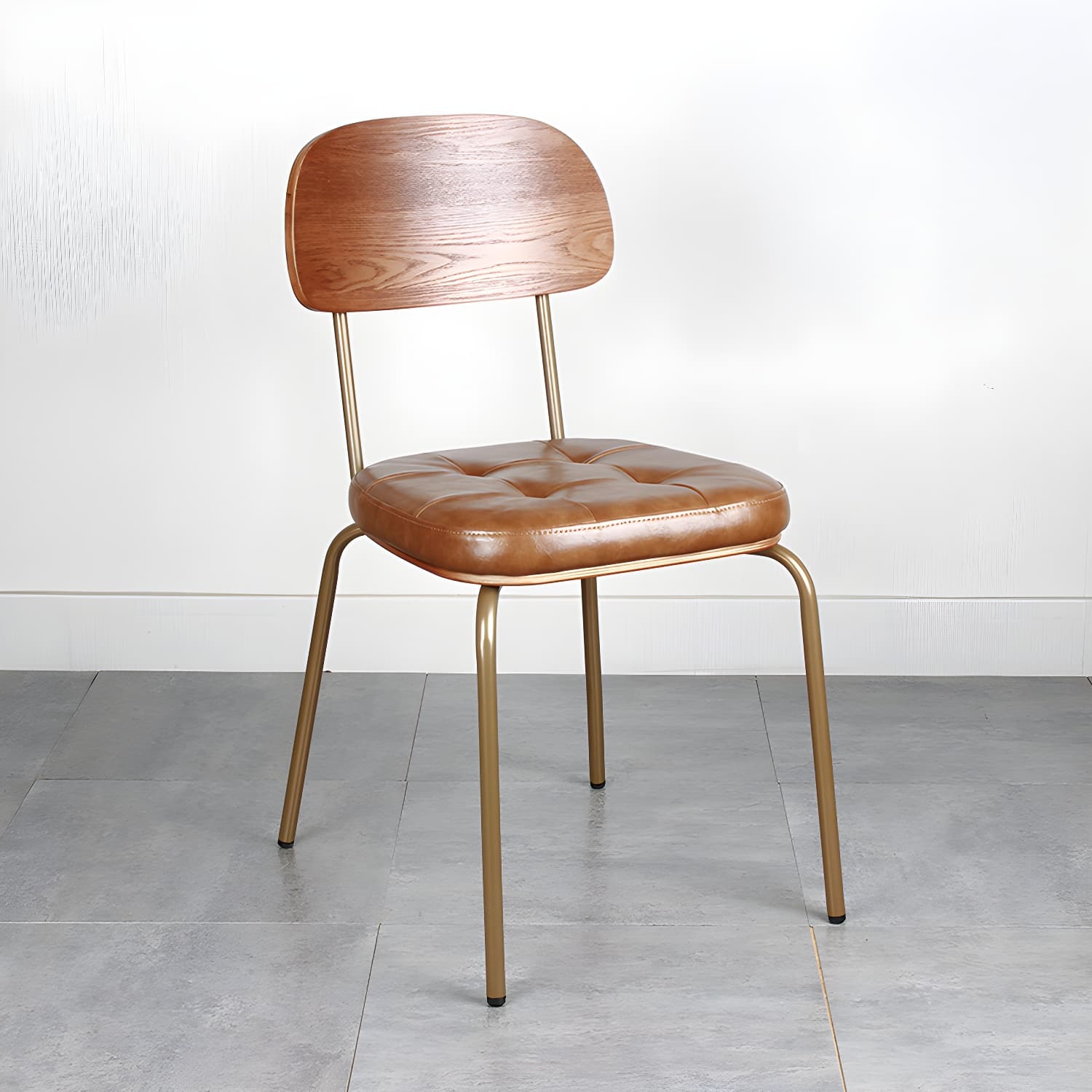 Industrial Style Leather Dining Side Chair Dining Room Open Back Side Chair Set - image 5