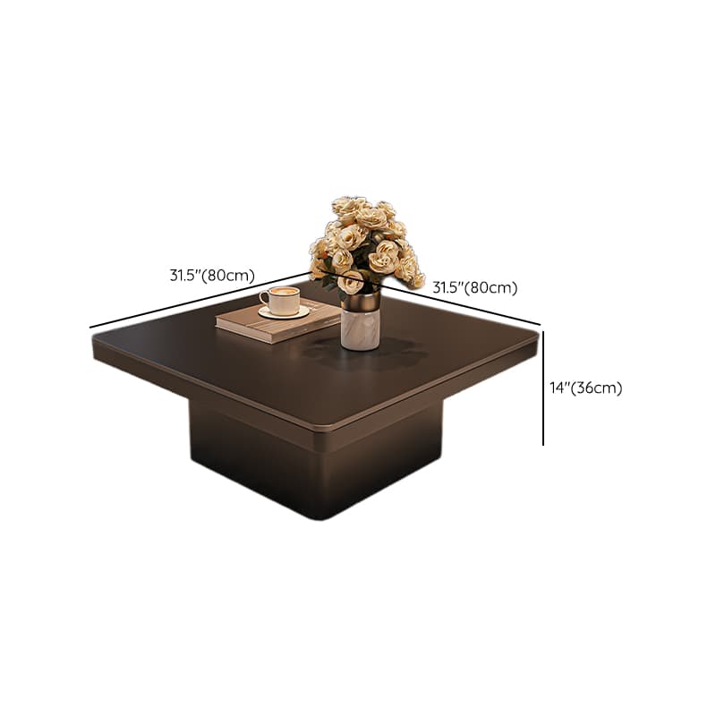 Contemporary Design Transparent Glass Single Board Game Coffee Table with Plinth Base in Midnight Black, Square Top - image 12