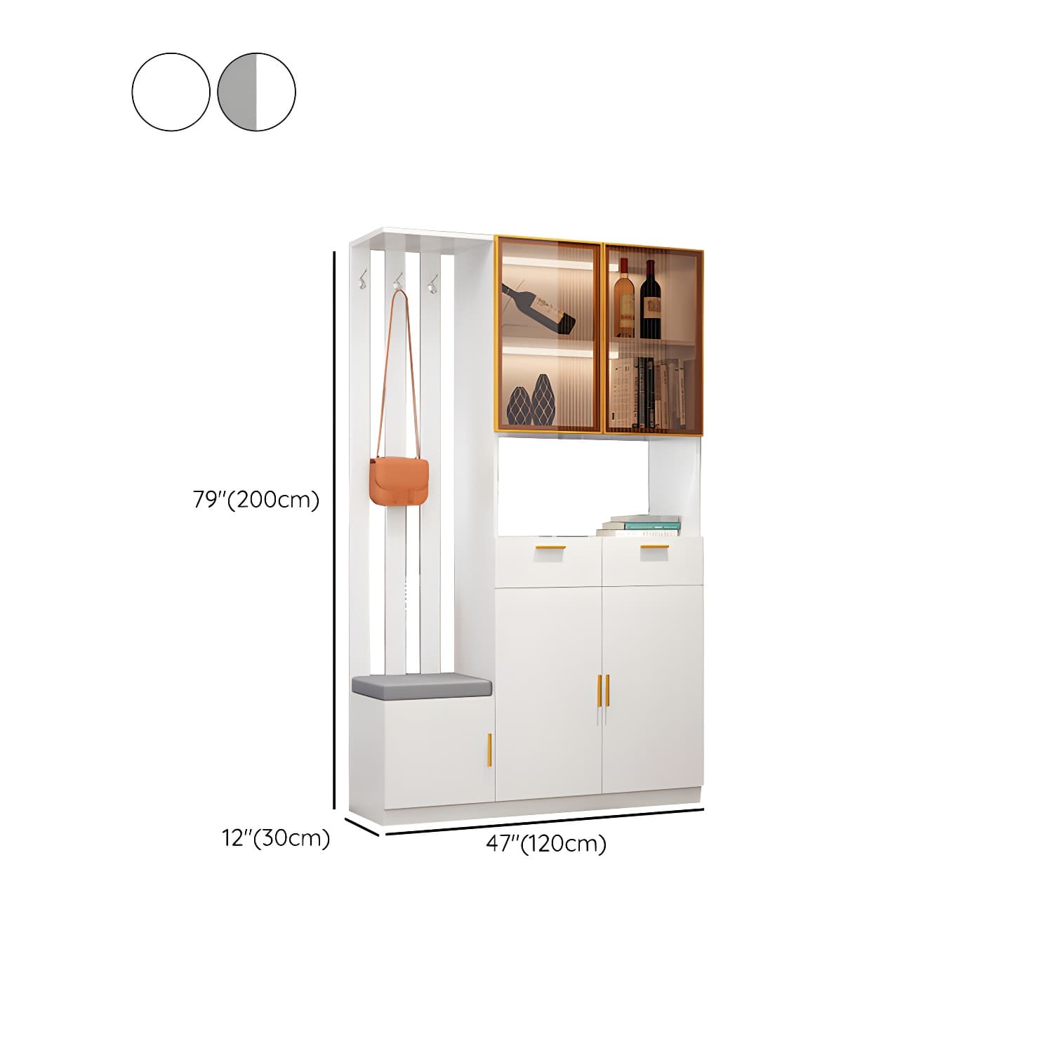Contemporary Rectangle Wooden 11.81" Wide Accent Cabinet with Drawer - image 18