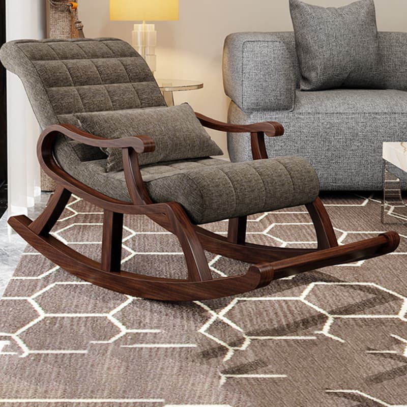 Stylish Modern Upholstered Rocking Chair with Brown Wood Legs and Track Arms - image 14