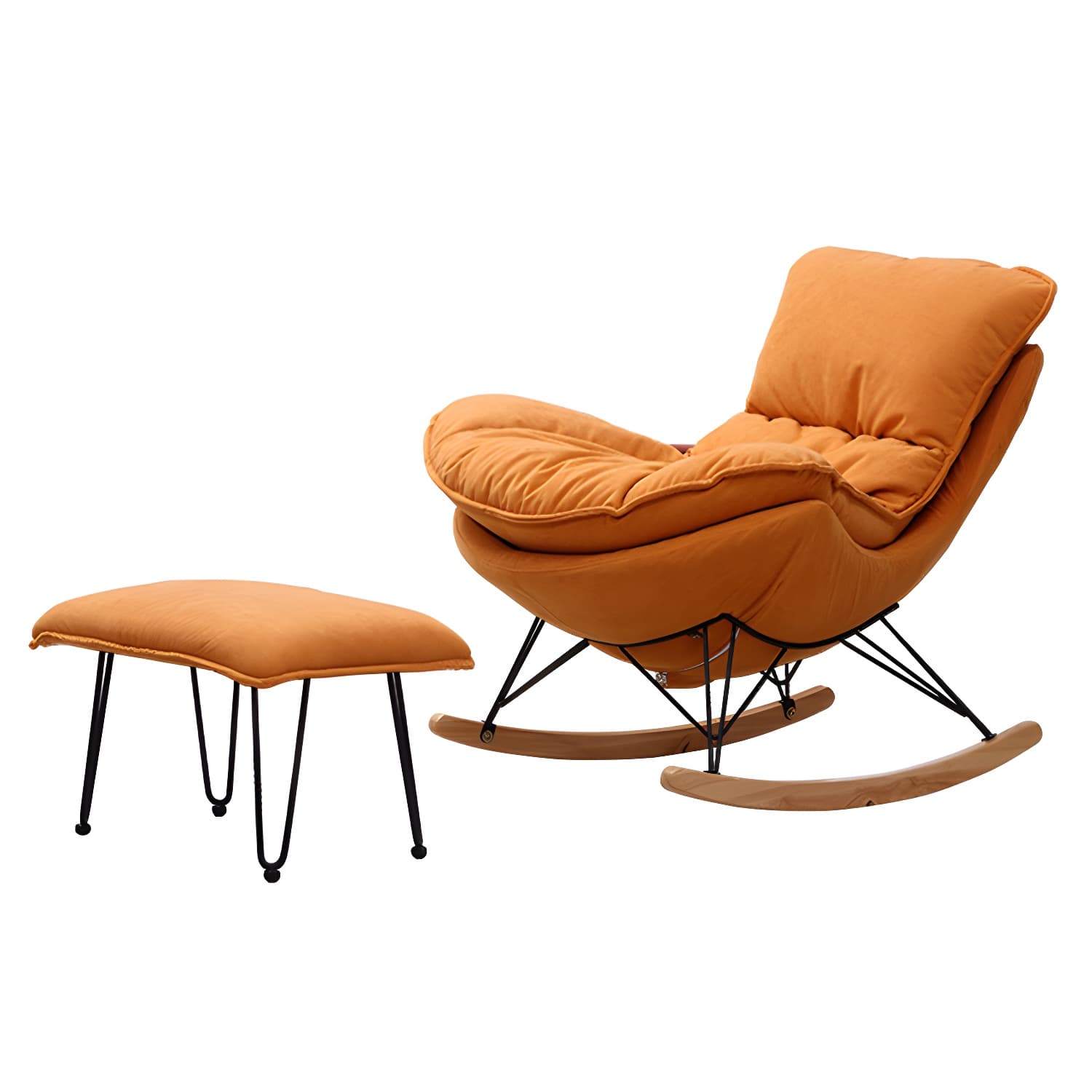 Modern Rocker Upholstered Tufted Cushions with Light Legs Glider - image 15