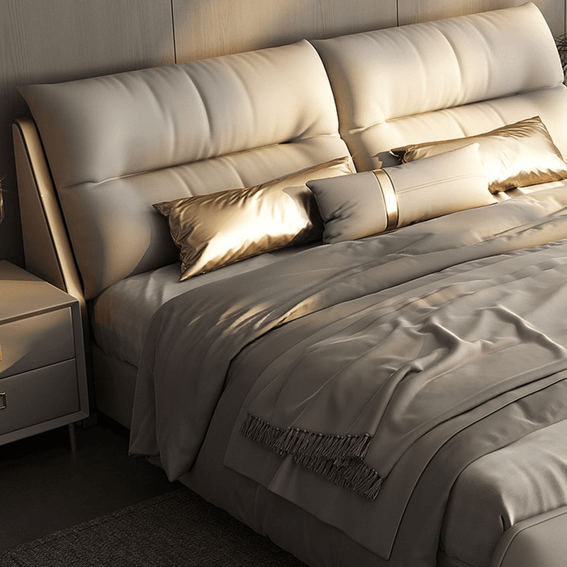 Beige Solid Color Storage Bed/Platform Bed with Pine Wood Frame for Living Room - image 5