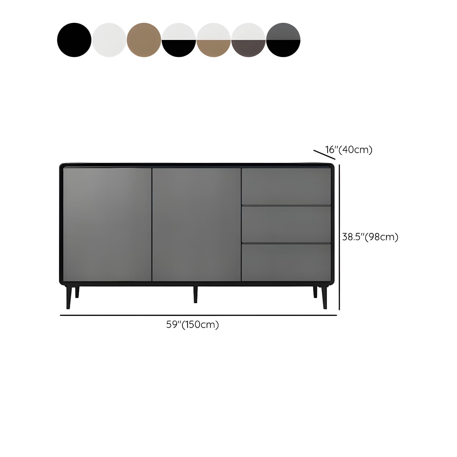Modern Wood Buffet Sideboard Cabinet with 2 Doors and 3 Drawers - image 25