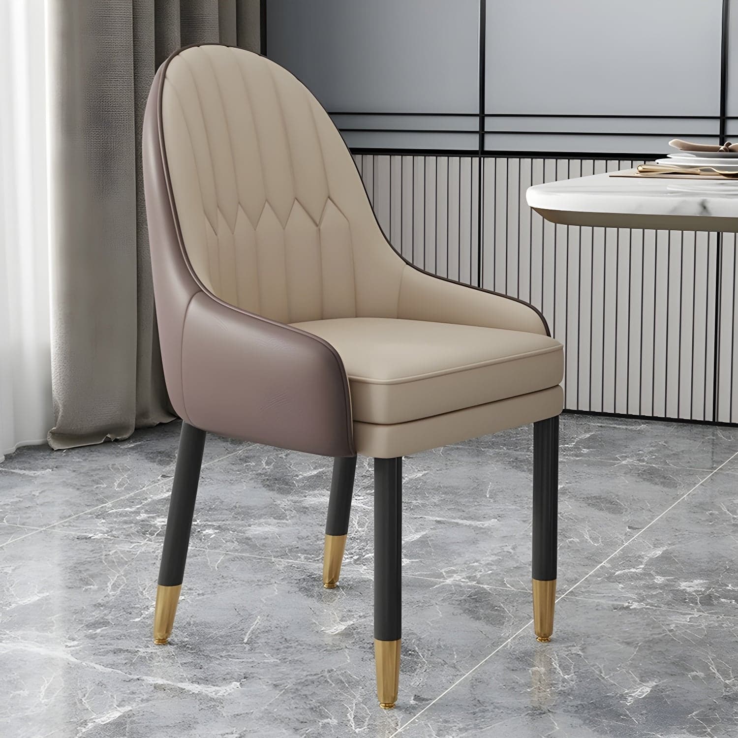Elegant Glam Faux Leather Dining Chair with Solid Back for Kitchen & Dining - image 10