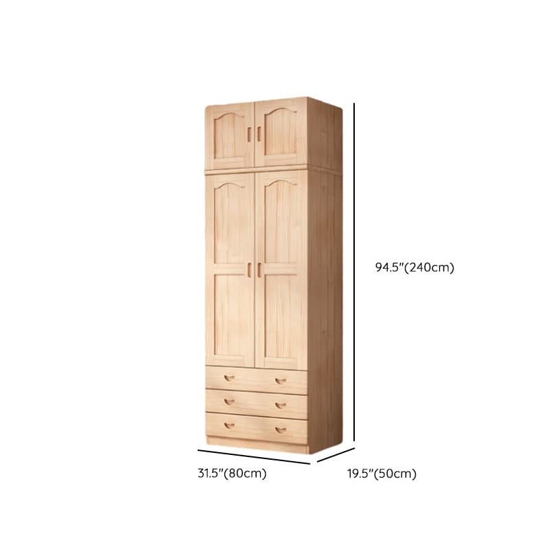 Modish Natural Color Reclaimed Wood Wardrobe Armoire with Soft Close Drawer, Soft Close Door - image 15