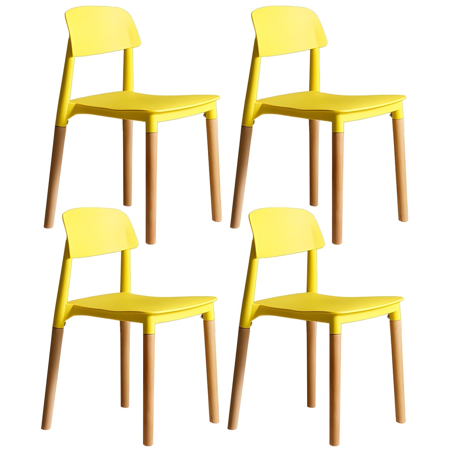 Scandinavian Home Side Chair Open Back Wood Legs Dining Room Chair Set - image 8