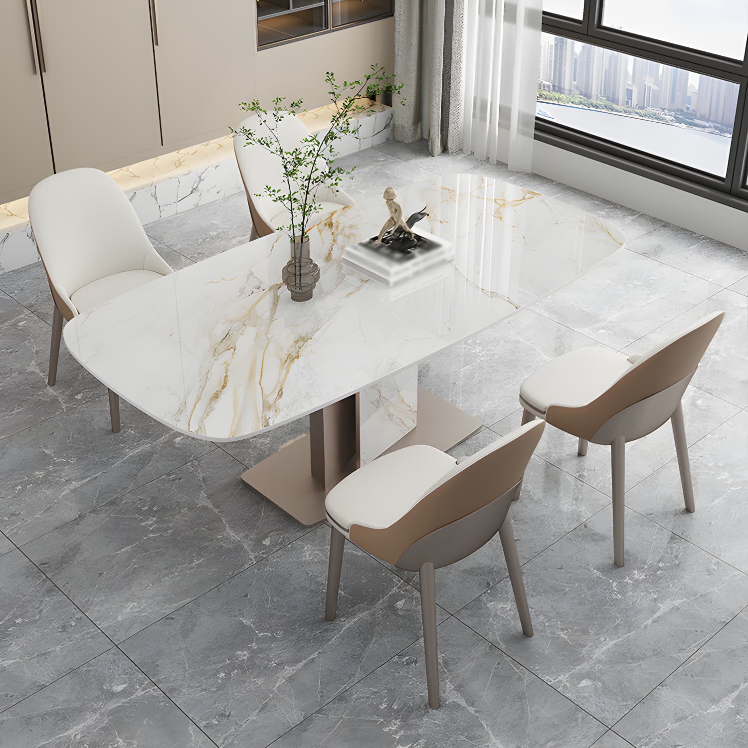 Luxury Sintered Stone Top Dining Set 1/2/5/6/7 Pieces Rectangle Dining Table with Chairs - image 11