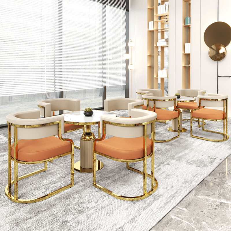 Lavish Gilded Alloy Leg Arm Chair with Cushion, Arms, and Low Back - image 13