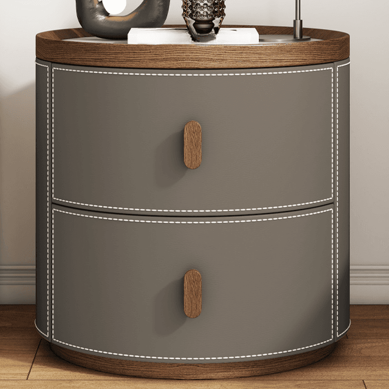 Art Deco 2 Tiers Nightstand With Drawer Storage and Stone Countertop