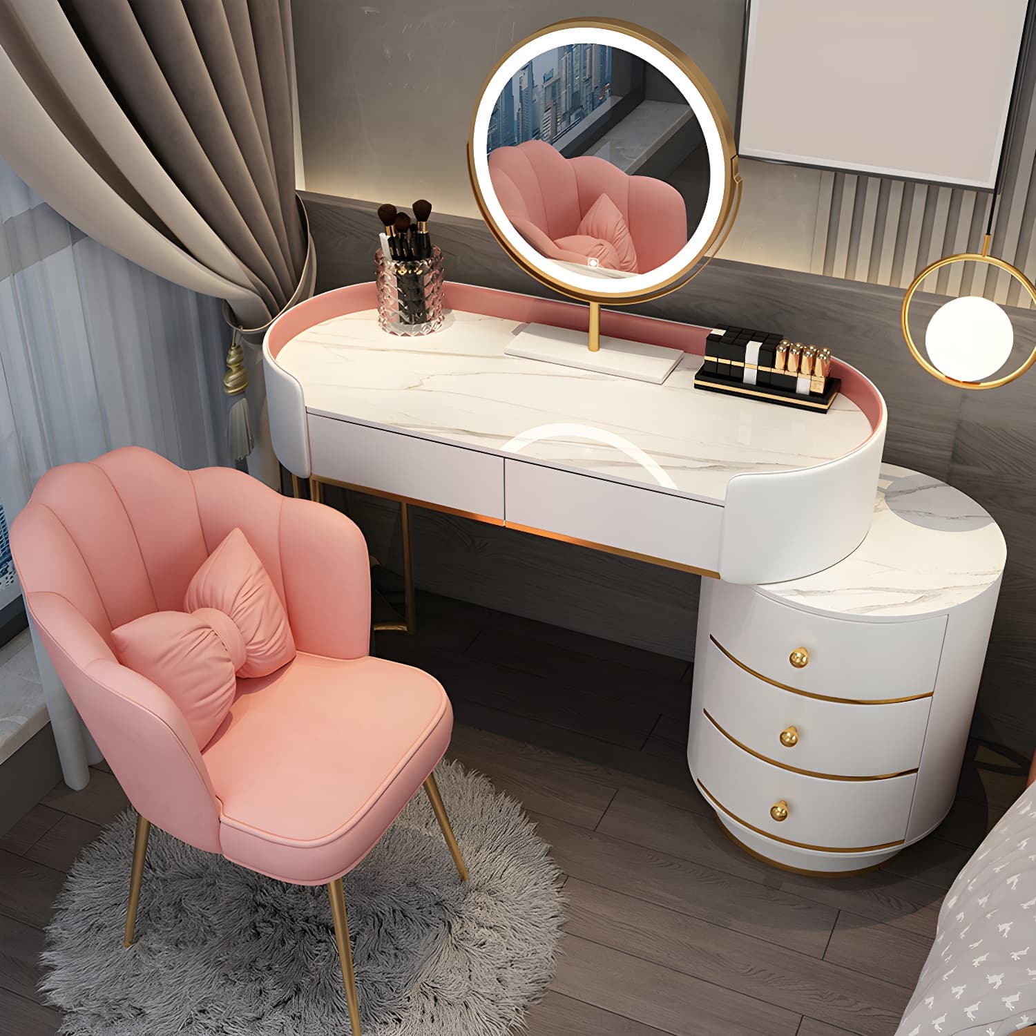 Glam Dressing Table Storage Box with Makeup with Drawers for Bedroom - image 6