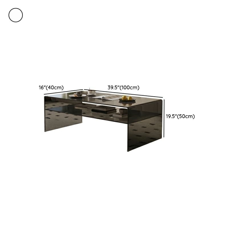 Rectangular Glass Modern Coffee Table with Transparent Top and Sleek Glass Base - image 25