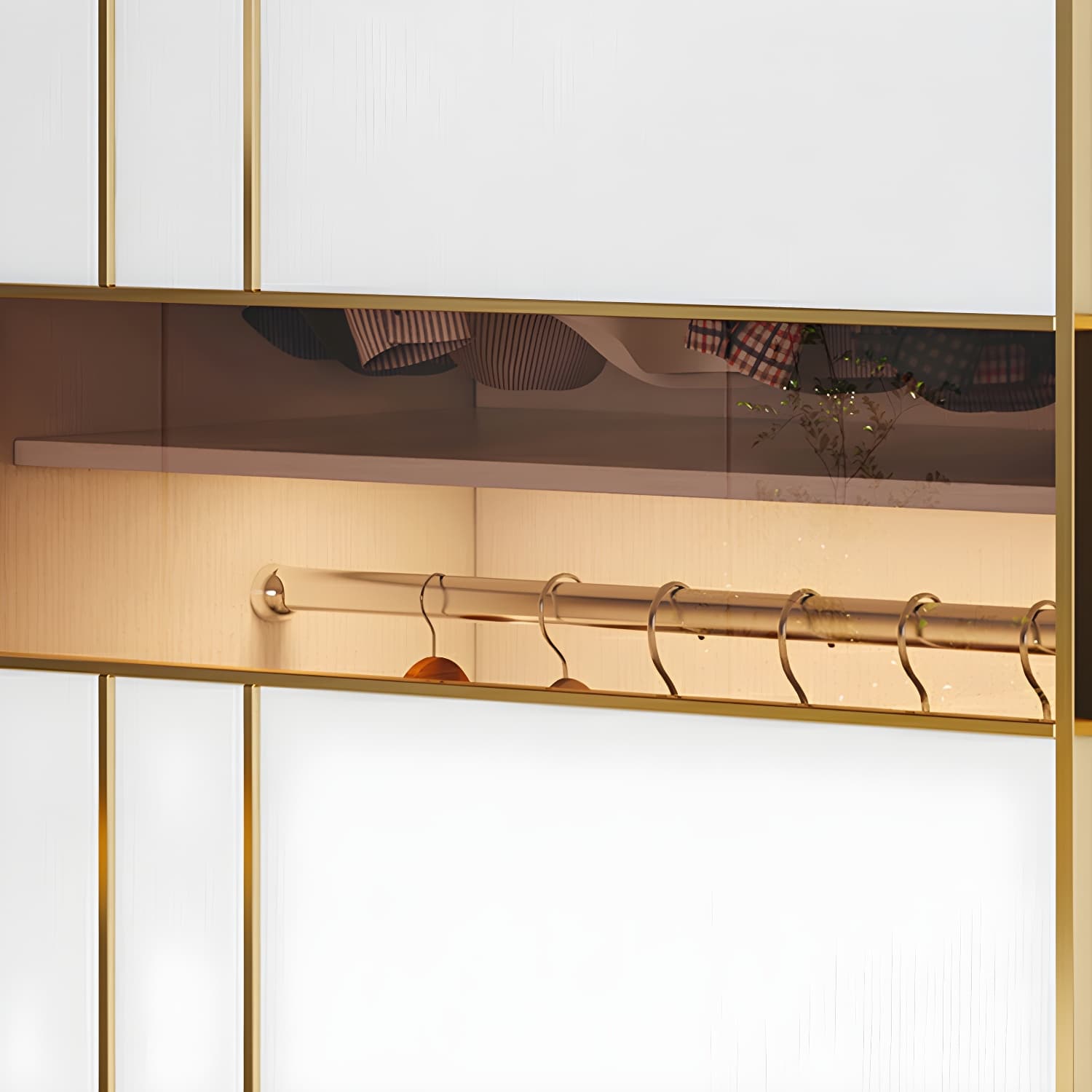 Modern White Wardrobe Armoire with Mirror, Drawers & Clothing Rod - image 9