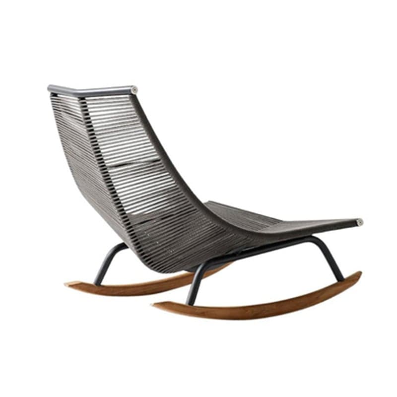 Carmine/Cerulean/Green Nordic Wicker Front Porch Rocking Chairs with Rear Back - image 3