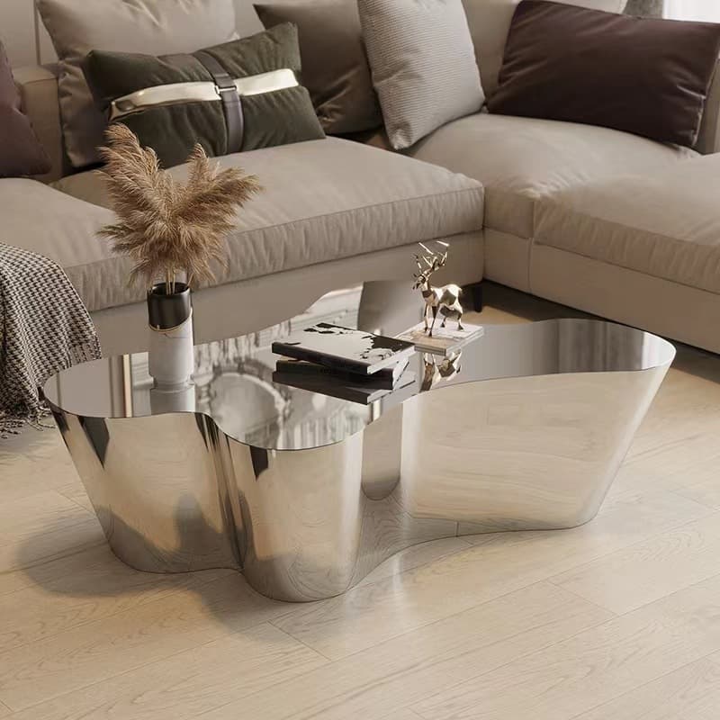 Silver Alloy Irregular/Circular-shaped Accent Table for Small Spaces - image 10