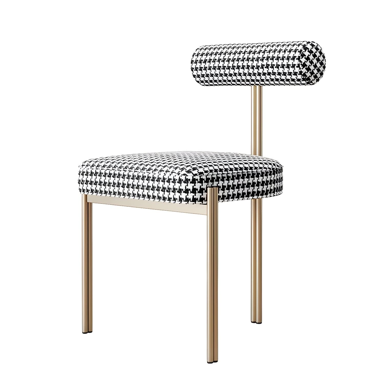 Glam Style Upholstered Dining Chair Open Back Dining Side Chair for Indoor