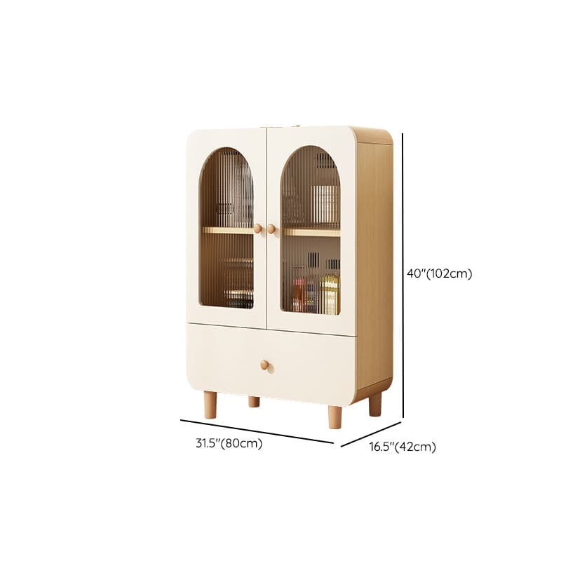 Modern White Lumber Narrow Sideboard with Single Drawer, 4 Shelves/Three Internal Shelves/Two Internal Shelves, Glass-panel Door - image 11