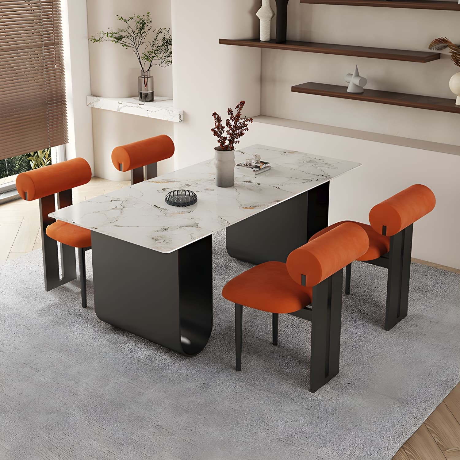 Nordic Rectangle Stone Dining Table 1/5 Pieces Dining Set for Dining Room - image 10