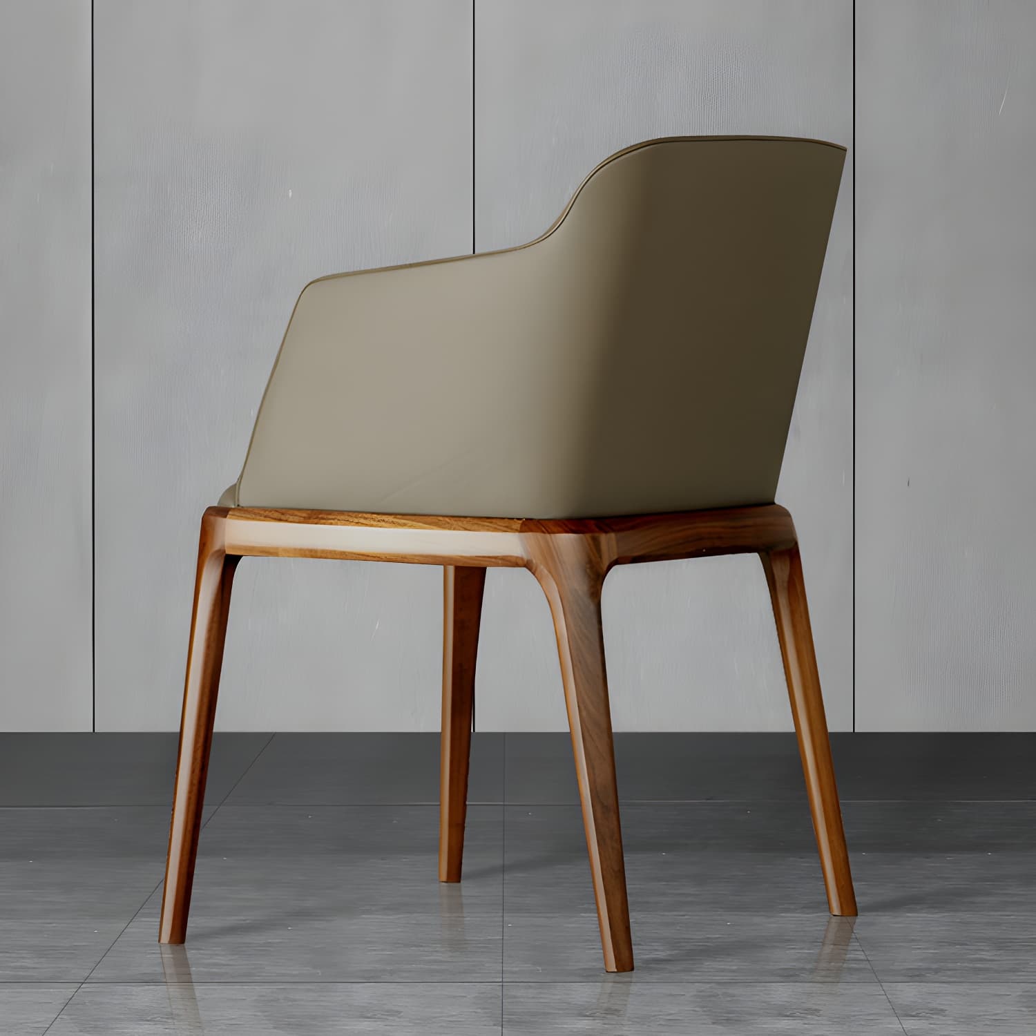 Scandinavian Leather Hotel Arm Chair Matte Finish Solid Back Dining Chair (Set of 2) - image 8