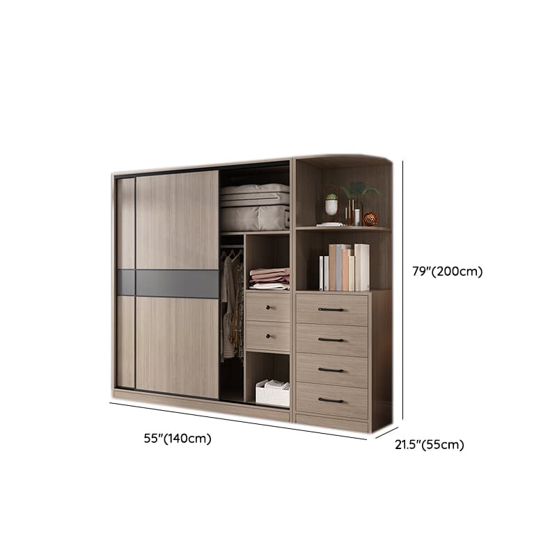 Rustic Brown Self-supporting Armoire Cabinet Pine with Shelves - image 22