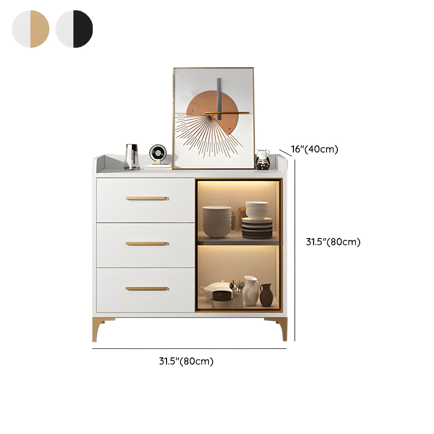 Glamorous Wood Buffet Sideboard with Glass Doors and Open Storage - image 11