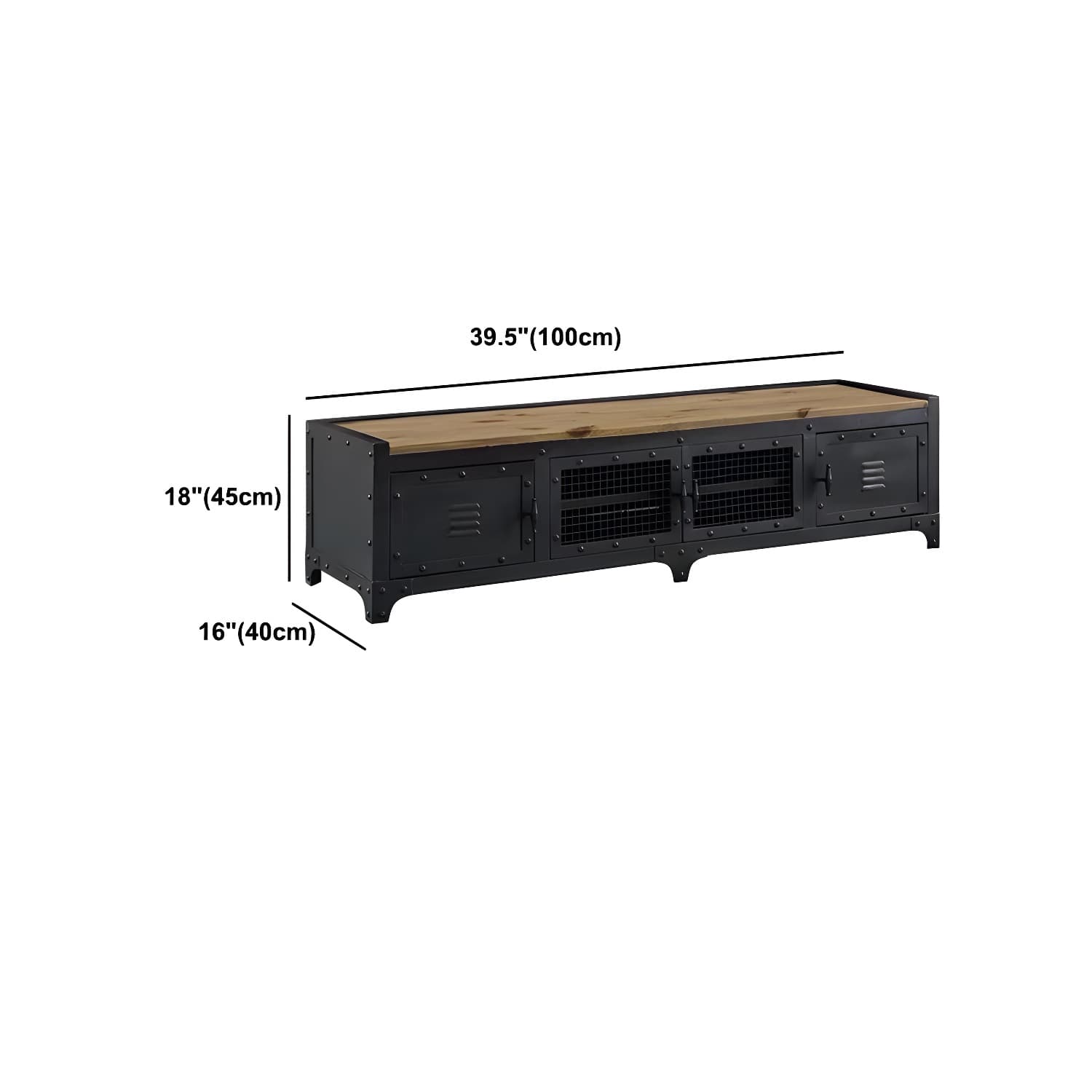 17.72"H TV Stand Industrial Style Enclosed Storage TV Console with 4 Doors - image 7