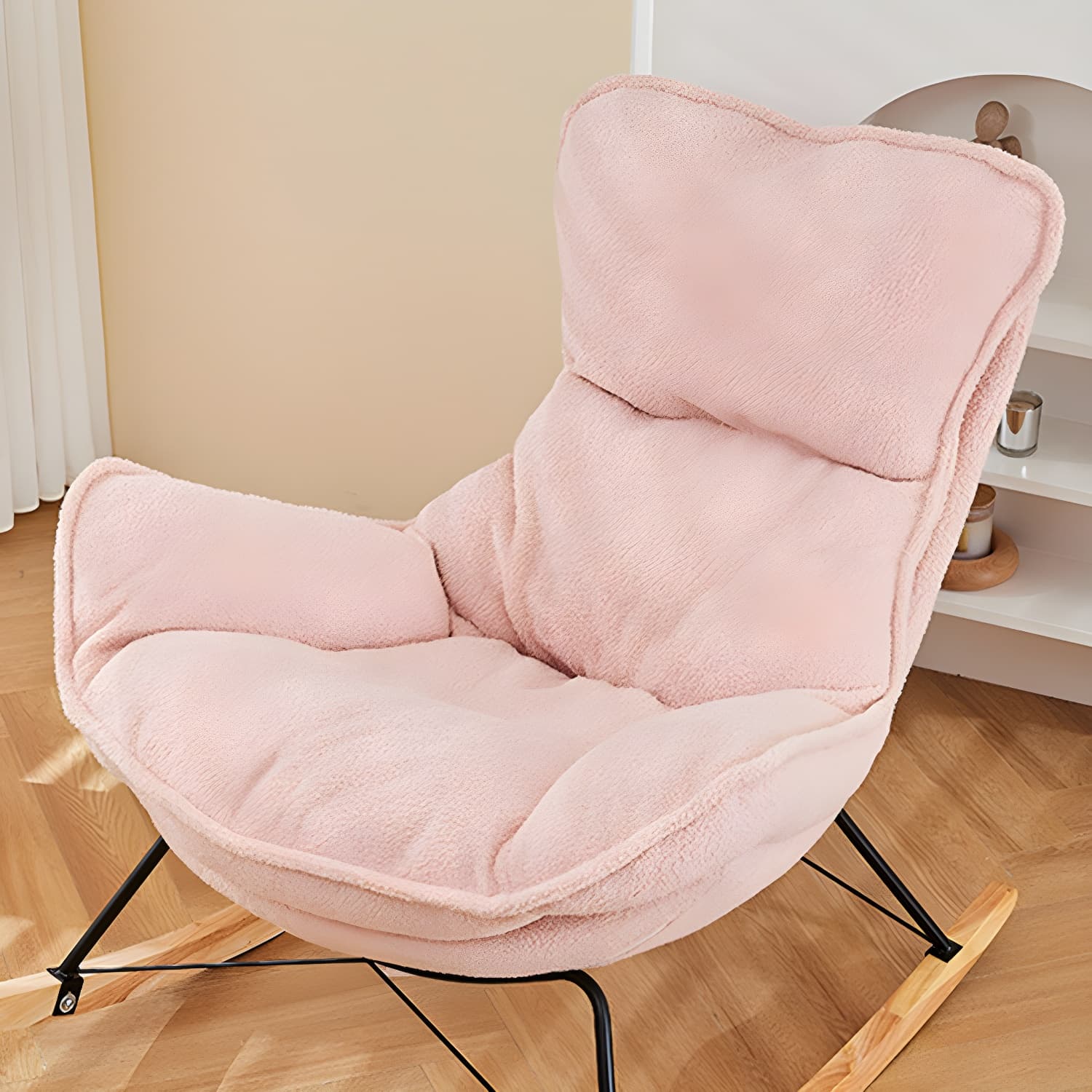 High Back Rocking Chair Ergonomic with Padded Seat Rocker Chair with Ottoman - image 20