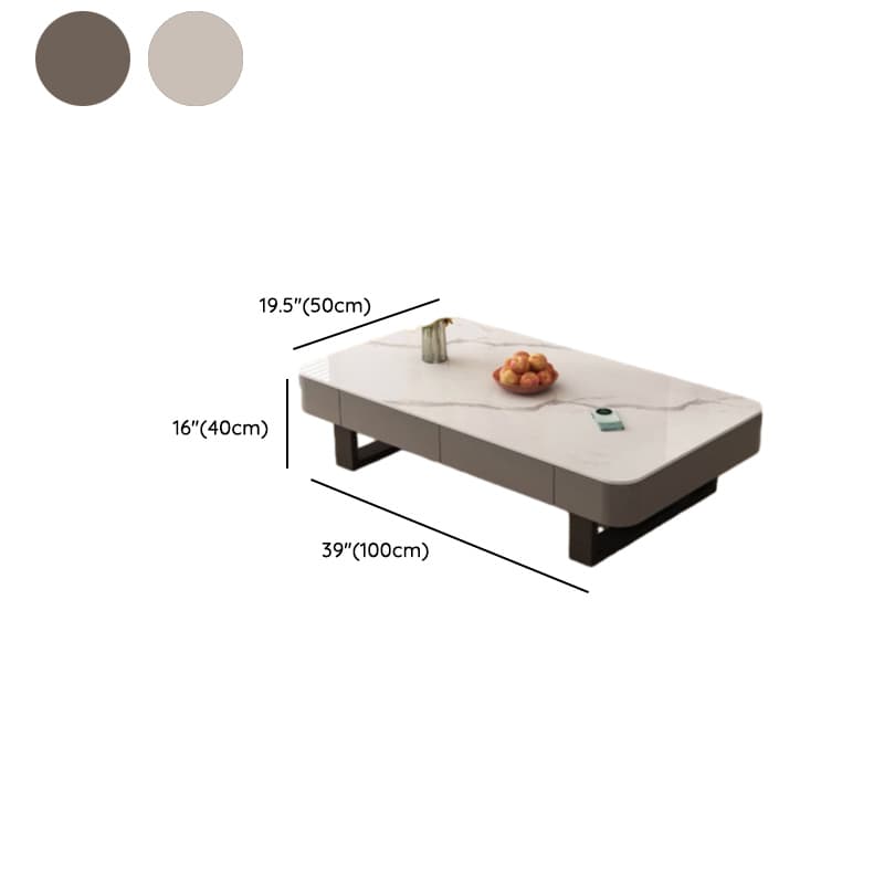 Funky Single Rock Side Table with Toboggan Base, Gray/White Square Top, and 1 Drawer - image 10
