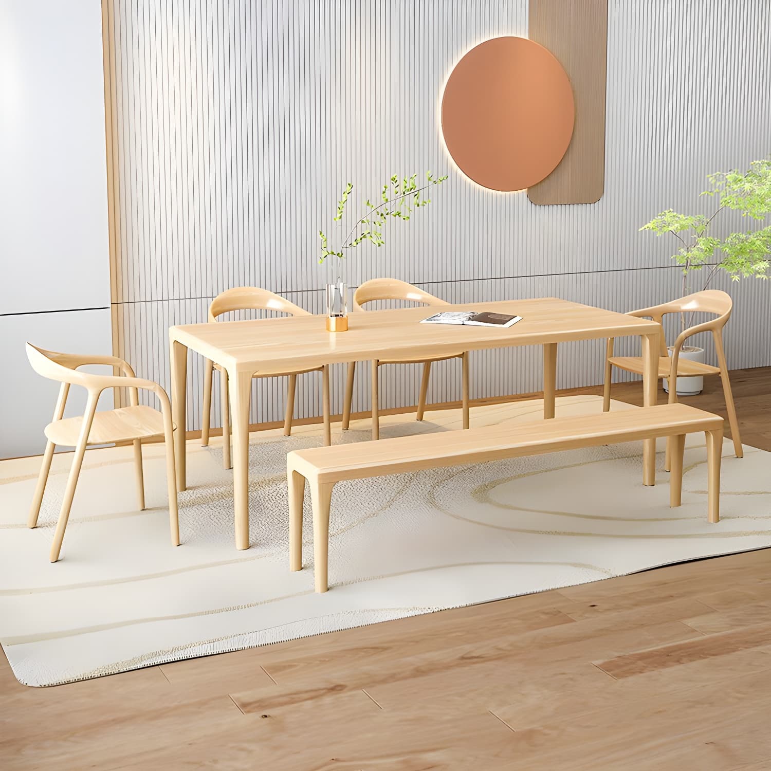 Modern Rectangle Wood Dining Table 1/5/6/7 Pieces Dining Set for Dining Room