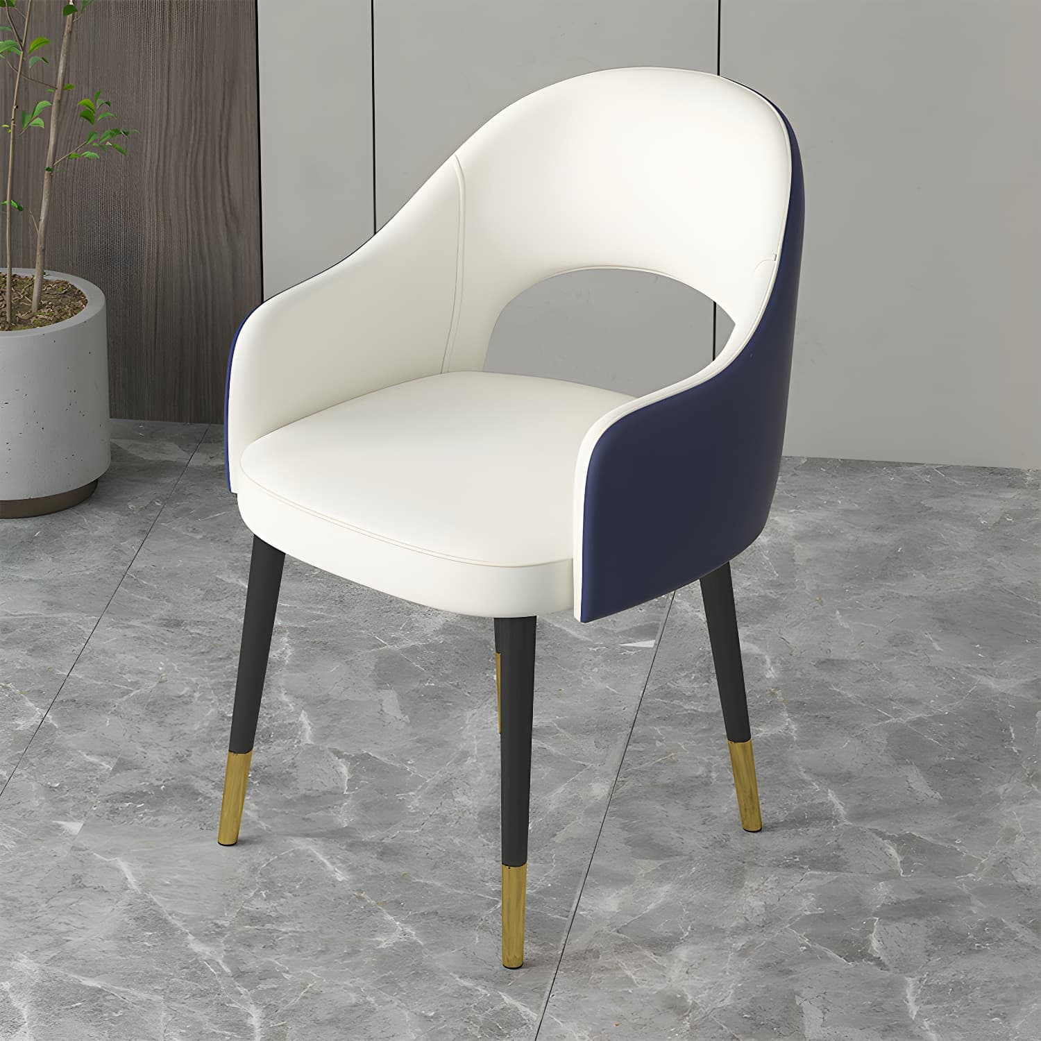 Contemporary Leather Dining Room Chairs Open Back Dining Side Chair for Home Use - image 6