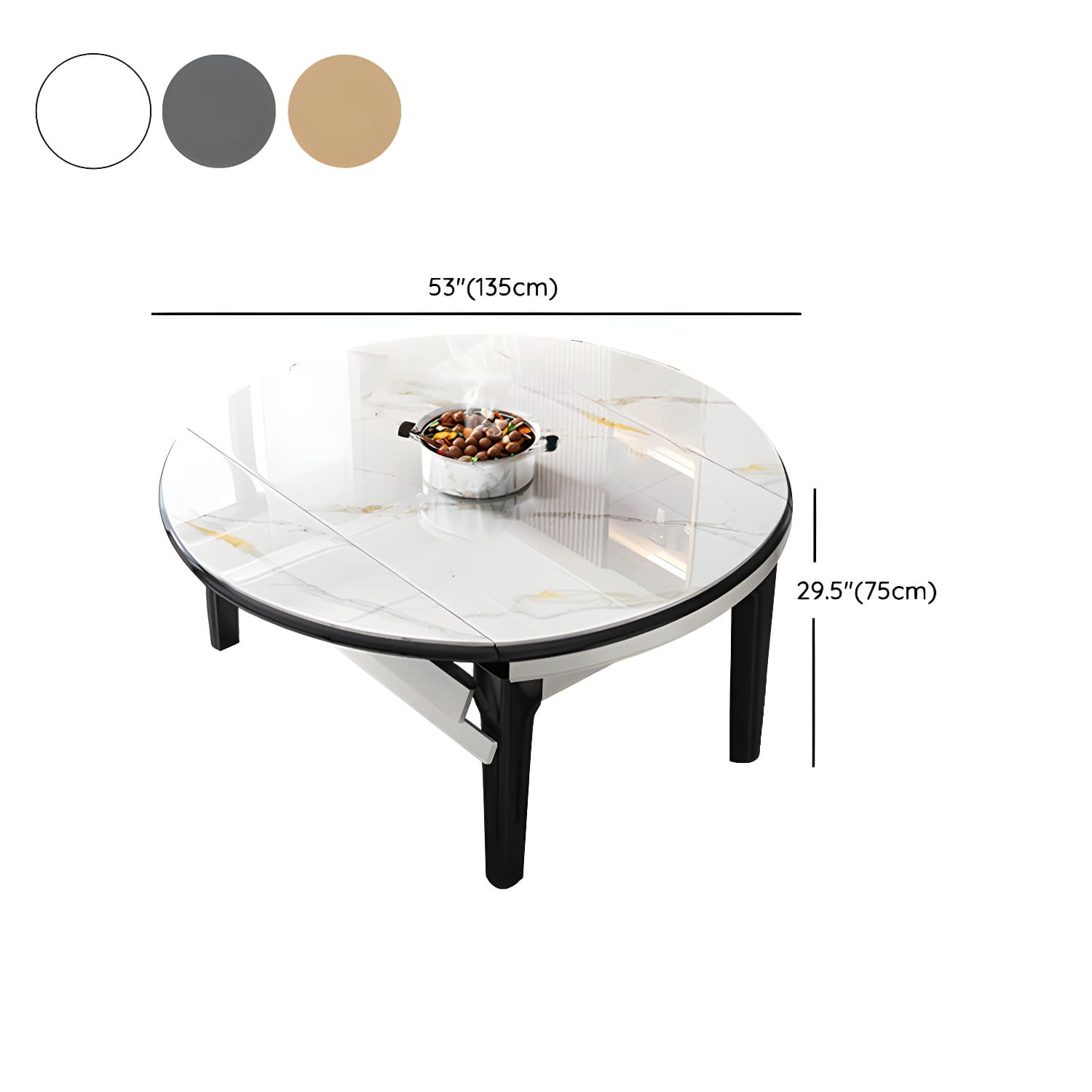 Modern Style Stone Furniture 7 Pcs Round Shape Dinette Table with Dining Chairs - image 12