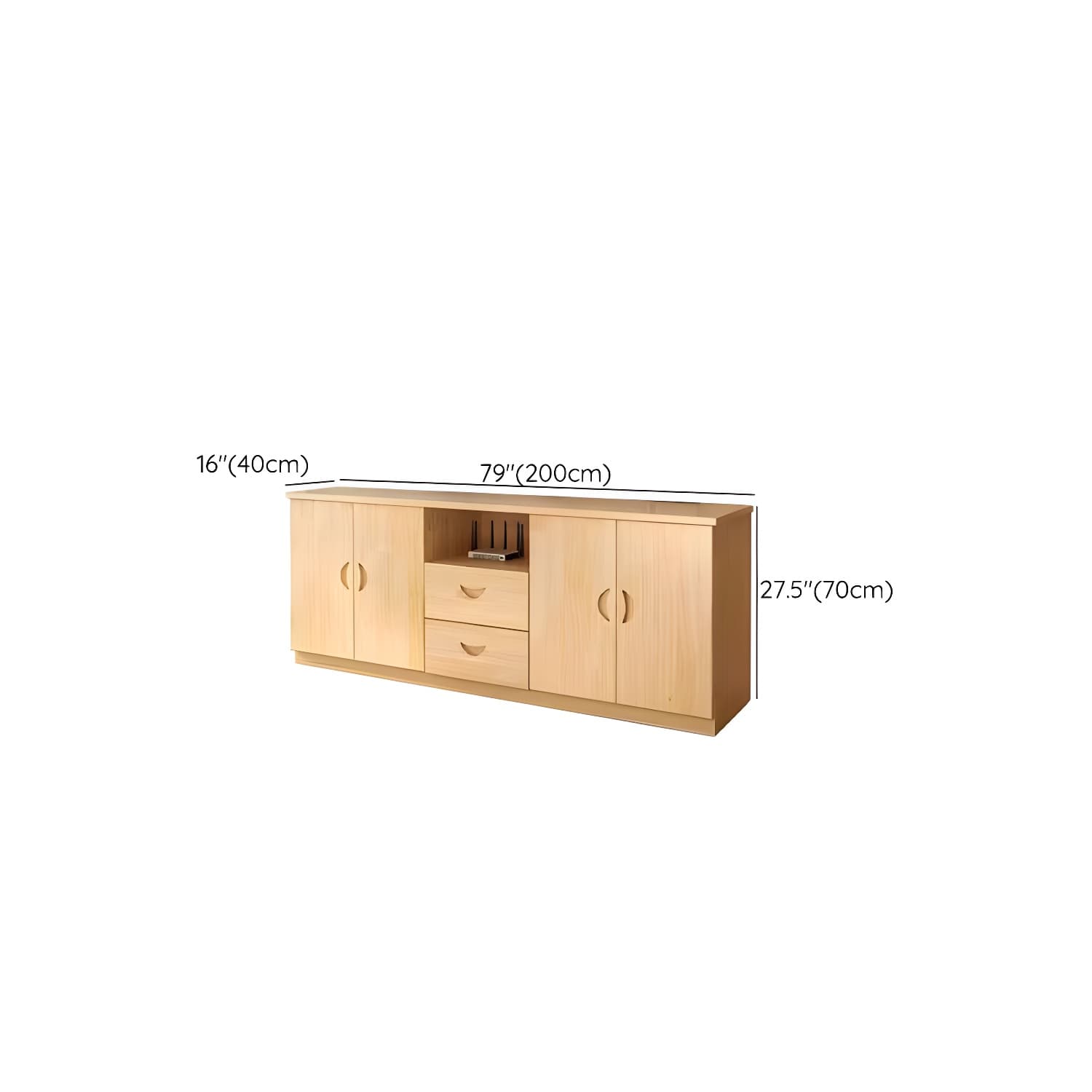 16" Wide Pine Wood Sideboard Table with Doors and Drawers for Living Room - image 15
