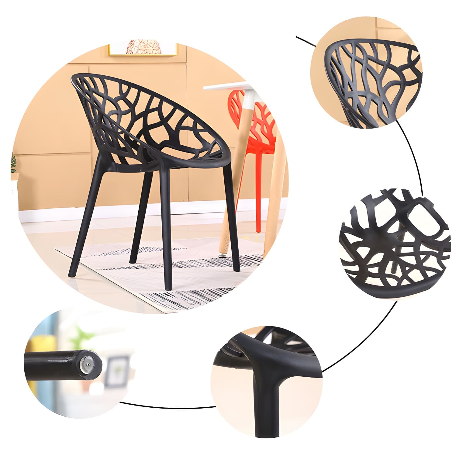 Contemporary Plastic Dining Room Chairs Armless Open Back Dining Side Chair for Restaurant - image 14