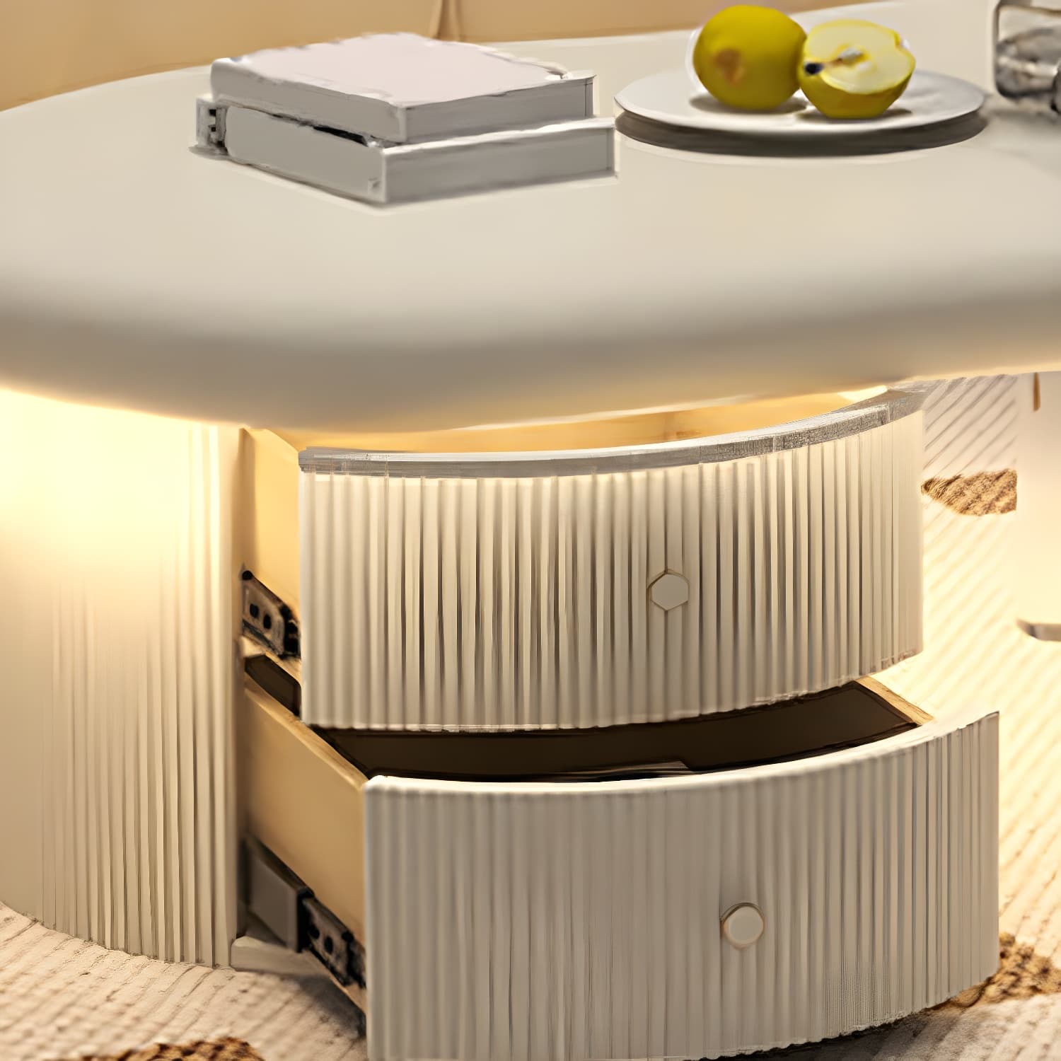 Nordic Irregular Coffee Table in White of 15.7" H with Acrylic Legs - image 8