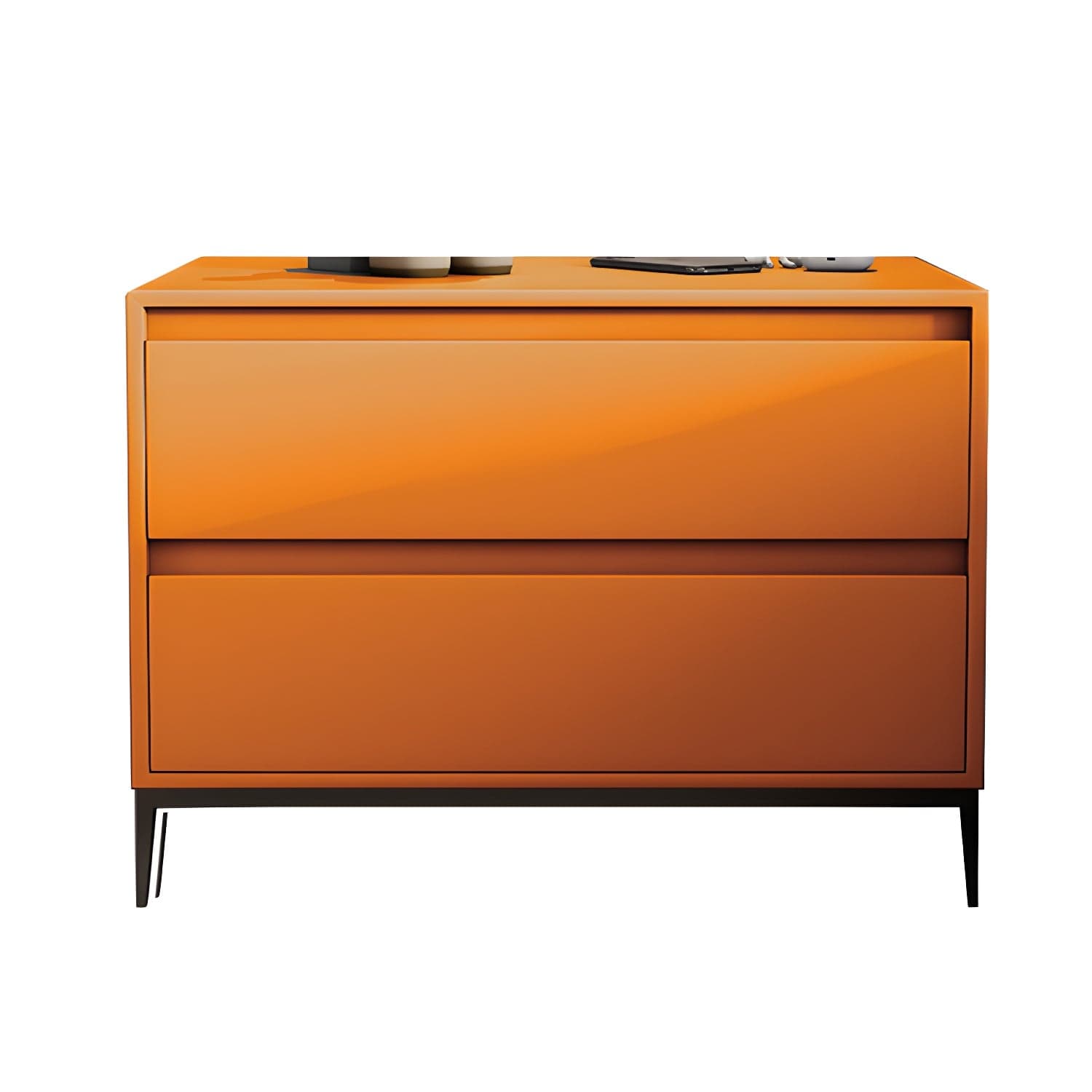 Modern Bedside Cabinet Leather Accent Table Nightstand with Drawers - image 4