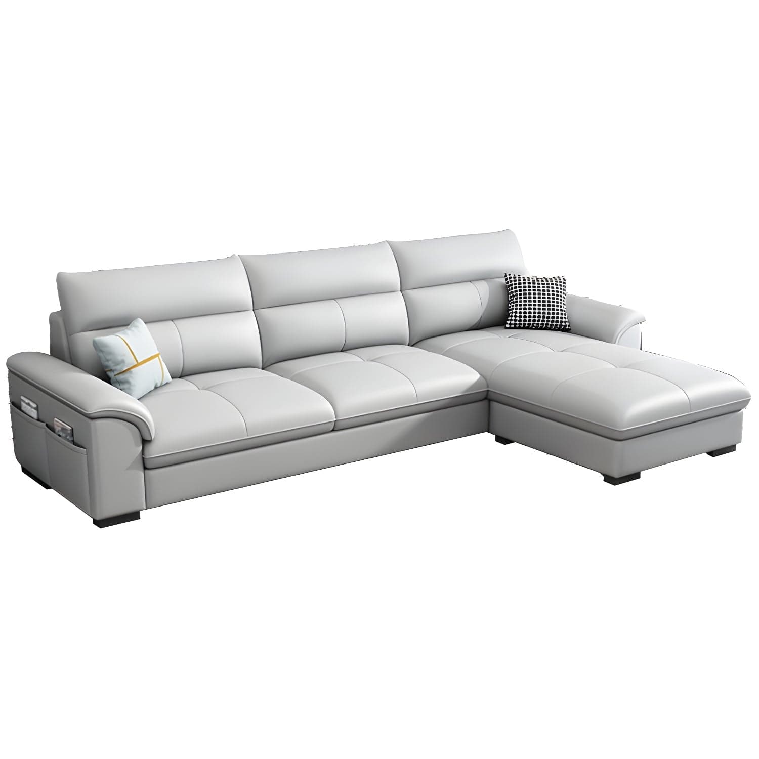 Modern Tech Cloth L-Shape Reversible Corner Sectional with Chaise in Black Pine Wood - image 4