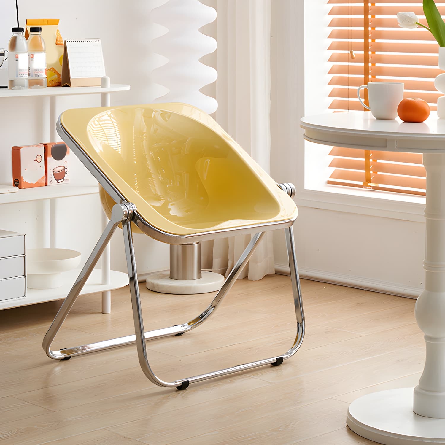 Modern Collapsible Side Chair with Low Back and Foldable Design in Plastic & Acrylic - image 11