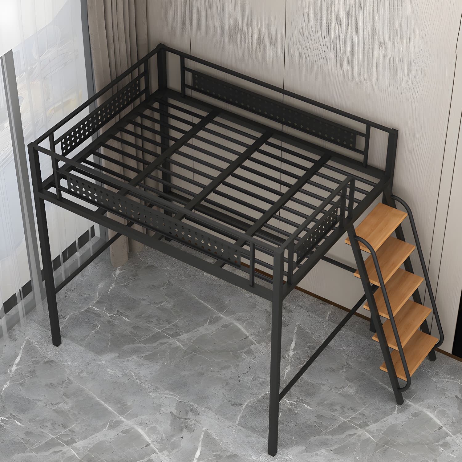 Simple and Chic Metal Frame Modern Bed with Headboard Included - image 6