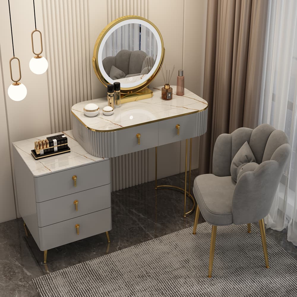 Lighted Mirror Makeup Vanity Storage Box Vanity Dressing Table - image 6