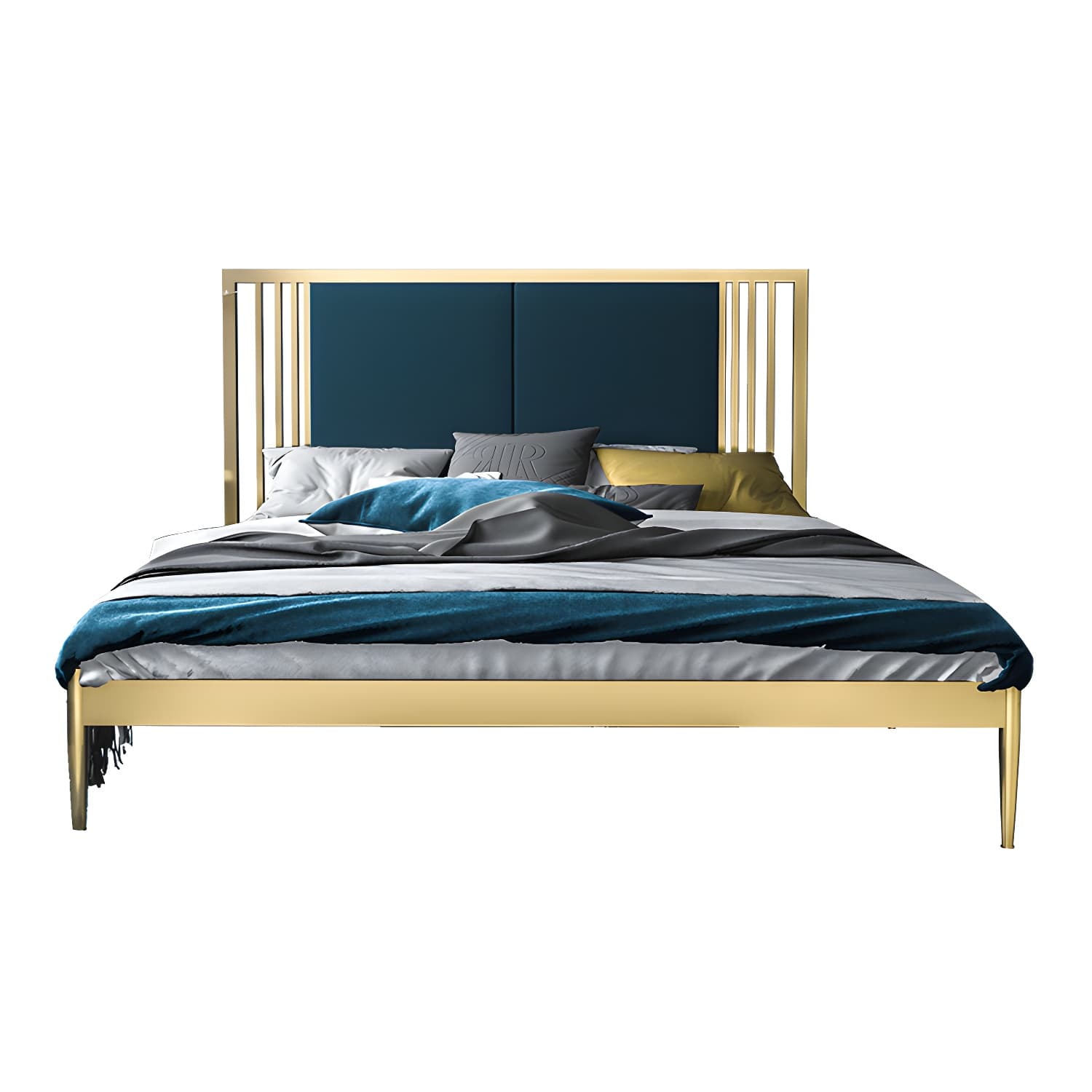 Metal Open-Frame Bed Contemporary Standard Bed with Custom Gold Legs - image 7