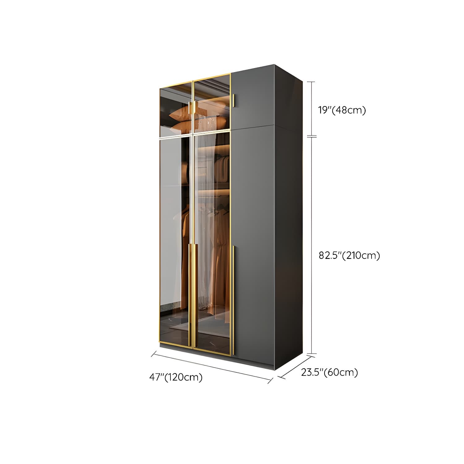 Modern Black Wood Wardrobe Armoire with Soft-Close Drawers & Clothing Rod - image 20