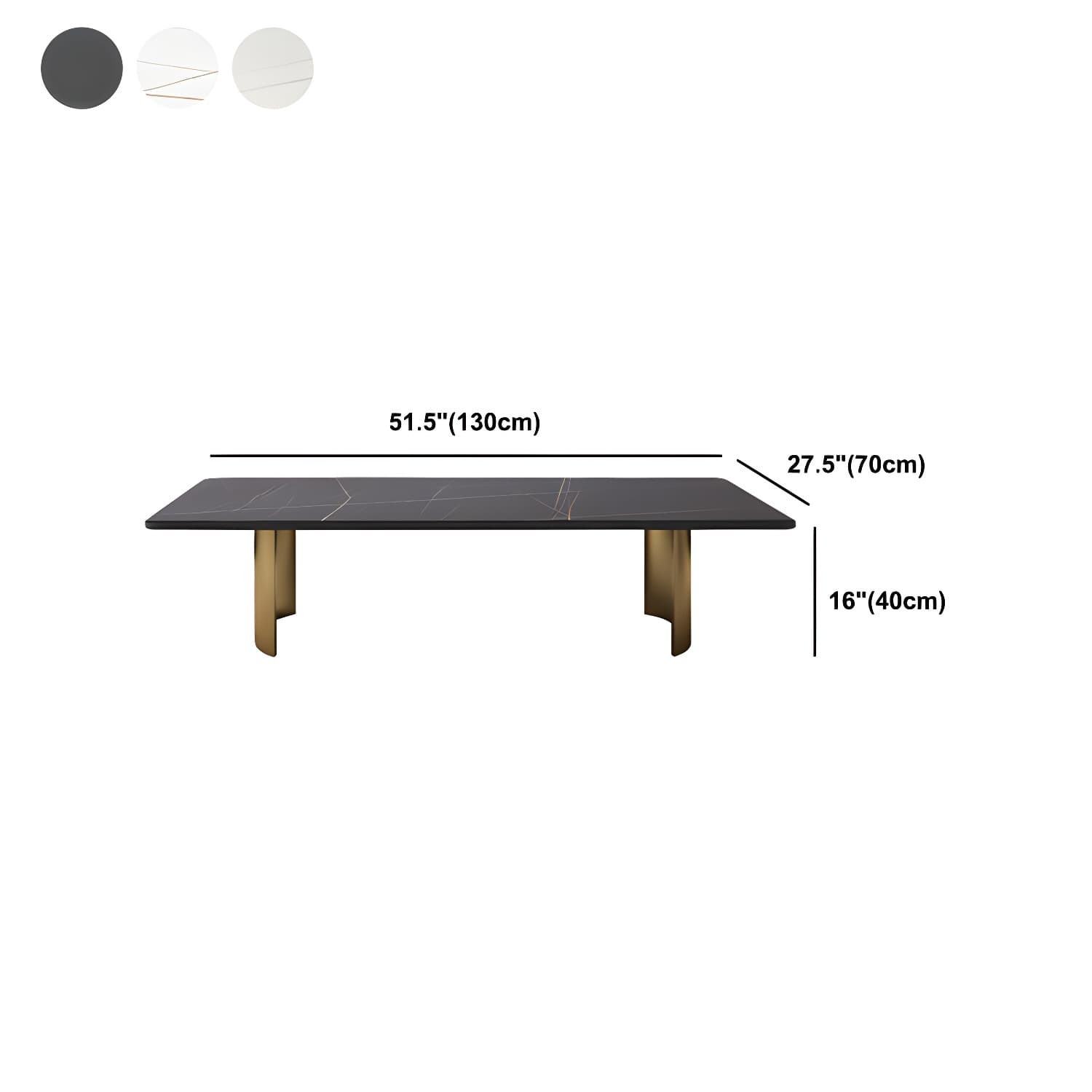 Glam 15.7" H Rectangle Slate Coffee Table Steel 2 Legs Cocktail Table - image 15