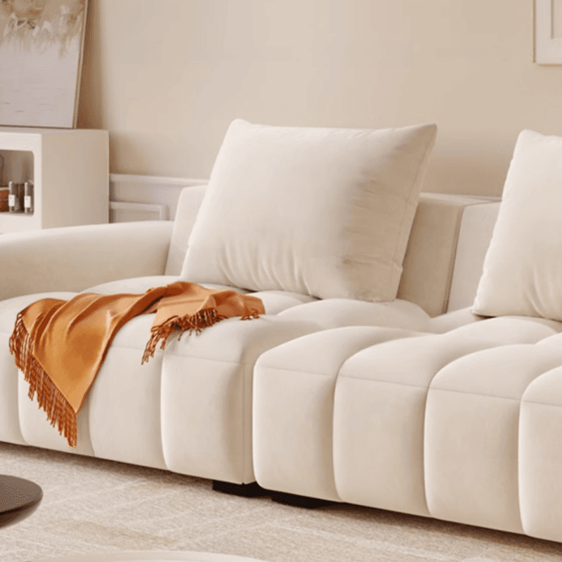 Contemporary Solid Color Tear Resistant Standard Sofa in Light Gray/Light Green/Ivory with Seating Capacity for 4/5 and 2 Pillows - image 10