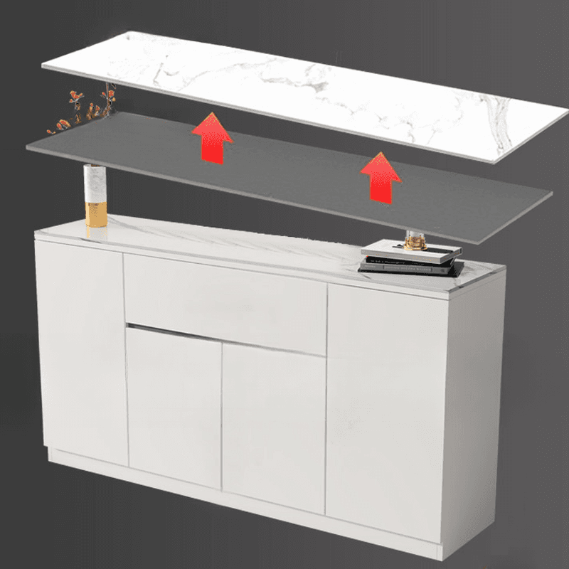 Standard/Wide Modish Adaptable Shelf Sideboard with Pantry Hutch and Sintered Stone Countertop, 3 Drawers/2 Drawers/Single Drawer & 3 Doors/4 Doors - image 4